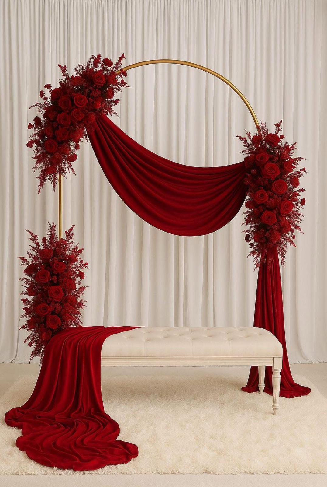 Styled backdrop, balloon, florals & chair decor